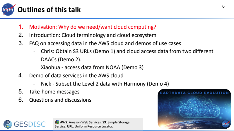 An outline slide of Pan's talk with the motivation, introduction, FAQ, Demo, Take-home messages, and question time